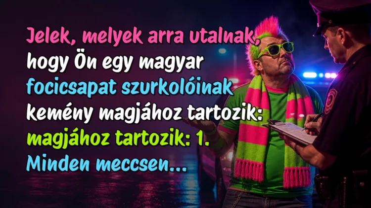Vicc: Jelek, melyek arra utalnak, hogy Ön egy magyar focicsapat szurkolóinak... Jelek, melyek arra utalnak, hogy Ön egy magyar focicsapat szurkolóinak kemény magjához tartozik: magjához tartozik: 1. Minden meccsen...