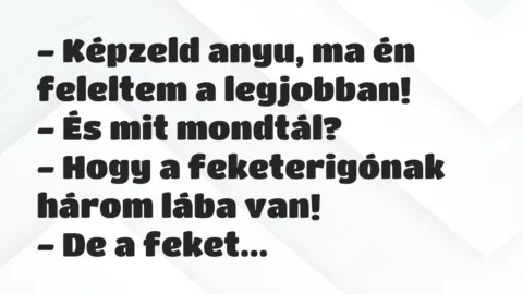 Vicc: Képzeld anyu, ma én feleltem a legjobban…