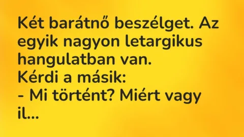 Vicc: Két barátnő beszélget. Az egyik nagyon letargikus hangulatban van…