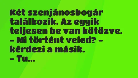 Vicc: Két szenjánosbogár találkozik. Az egyik teljesen be van kötözve…
