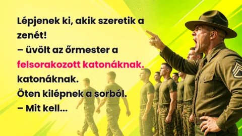 Lépjenek ki, akik szeretik a zenét! – üvölt az őrmester a felsorakozott katonáknak. katonáknak. Öten kilépnek a sorból. – Mit kell...