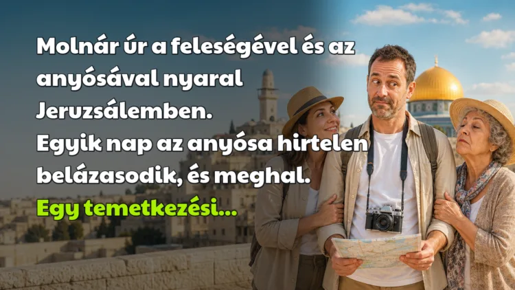 Vicc: Molnár úr a feleségével és az anyósával nyaral Jeruzsálemben... Molnár úr a feleségével és az anyósával nyaral Jeruzsálemben. Egyik nap az anyósa hirtelen belázasodik, és meghal. Egy temetkezési...