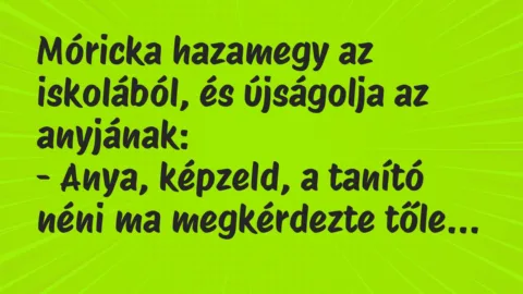 Vicc: Móricka hazamegy az iskolából, és újságolja az anyjának…