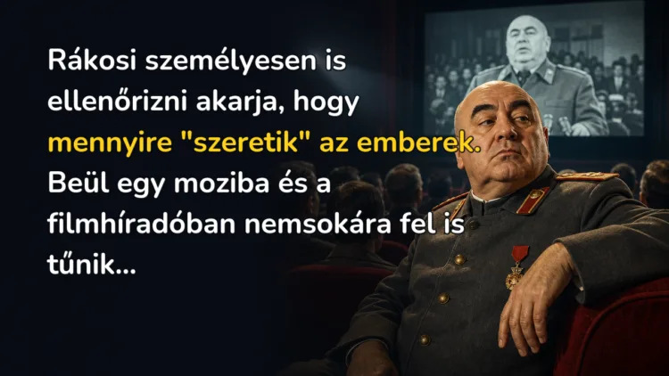 Vicc: Rákosi személyesen is ellenőrizni akarja, hogy mennyire "szeretik... Rákosi személyesen is ellenőrizni akarja, hogy mennyire "szeretik" az emberek. Beül egy moziba és a filmhíradóban nemsokára fel is tűnik...