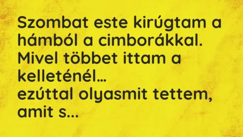 Vicc: Szombat este kirúgtam a hámból a cimborákkal. Mivel többet ittam…