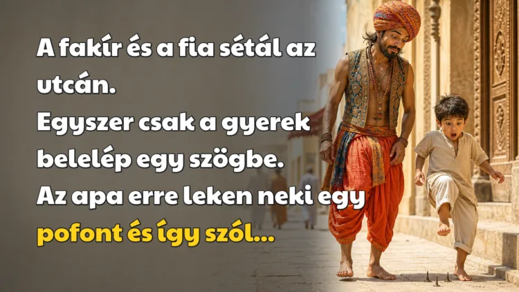Viccek: A fakír és a fia sétál az utcán. Egyszer csak a gyerek belelép... A fakír és a fia sétál az utcán. Egyszer csak a gyerek belelép egy szögbe. Az apa erre leken neki egy pofont és így szól...