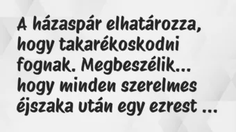 Viccek: A házaspár elhatározza, hogy takarékoskodni fognak. Megbeszélik…