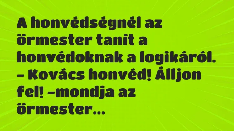 Viccek: A honvédségnél az őrmester tanít a honvédoknak a logikáról… Viccek: A honvédségnél az őrmester tanít a honvédoknak a logikáról…