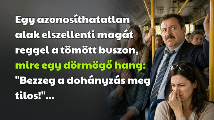 Viccek: Egy azonosíthatatlan alak elszellenti magát reggel a tömött buszon... Egy azonosíthatatlan alak elszellenti magát reggel a tömött buszon, mire egy dörmögő hang: "Bezzeg a dohányzás meg tilos!"...