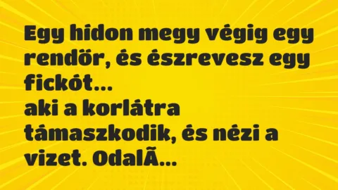 Viccek: Egy hídon megy végig egy rendőr, és észrevesz egy fickót…