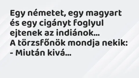 Viccek: Egy németet, egy magyart és egy cigányt foglyul ejtenek az indiánok…
