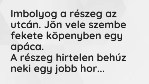 Viccek: Imbolyog a részeg az utcán. Jön vele szembe fekete köpenyben…