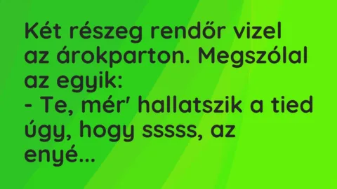 Viccek: Két részeg rendőr vizel az árokparton. Megszólal az egyik…