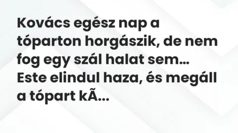 Viccek: Kovács egész nap a tóparton horgászik, de nem fog egy szál halat…
