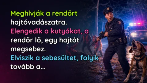 Meghívják a rendőrt hajtóvadászatra. Elengedik a kutyákat, a rendőr lő, egy hajtót megsebez. Elviszik a sebesültet, folyik tovább a...