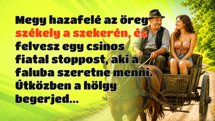 Viccek: Megy hazafelé az öreg székely a szekerén, és felvesz egy csinos... Megy hazafelé az öreg székely a szekerén, és felvesz egy csinos fiatal stoppost, aki a faluba szeretne menni. Útközben a hölgy begerjed...