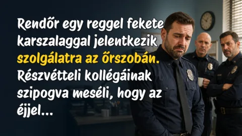 Rendőr egy reggel fekete karszalaggal jelentkezik szolgálatra az őrszobán. Részvétteli kollégáinak szipogva meséli, hogy az éjjel...