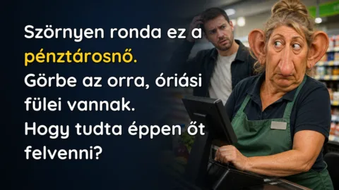 Szörnyen ronda ez a pénztárosnő. Görbe az orra, óriási fülei vannak. Hogy tudta éppen őt felvenni?