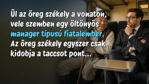 Ül az öreg székely a vonaton, vele szemben egy öltönyös manager típusú fiatalember. Az öreg székely egyszer csak kidobja a taccsot pont...