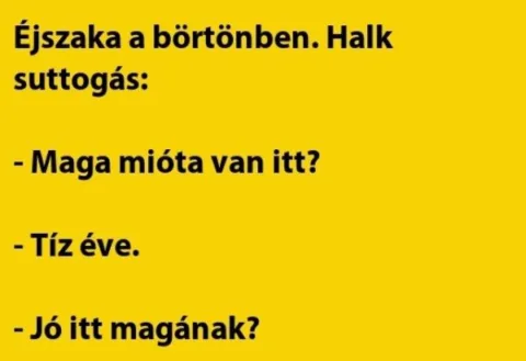 Vicc: A börtönben éjszaka van, halk sustorgás hallatszik