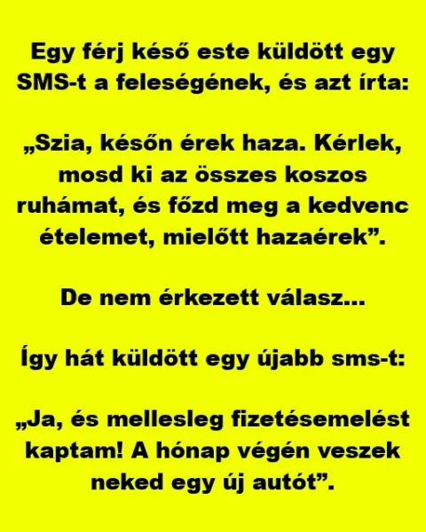 Vicc: A férj alattomos sms-e egy vicces fordulatot vesz
