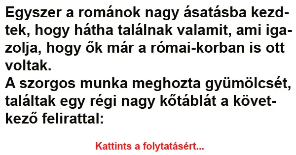 Vicc: Egyszer a románok nagy ásatásba kezdtek Vicc: Egyszer a románok nagy ásatásba kezdtek