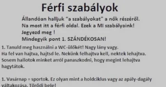 Vicc: Férfi szabályok nőknek :) - Vicc: Férfi szabályok nőknek :) –