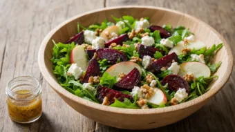 Sült céklasaláta recept kecskesajttal és almával Sült céklasaláta recept kecskesajttal és almával