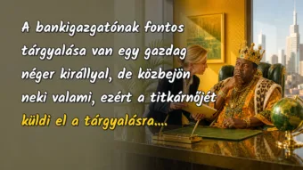 A bankigazgatónak fontos tárgyalása van egy gazdag néger királlyal, de közbejön neki valami, ezért a titkárnőjét küldi el a tárgyalásra....