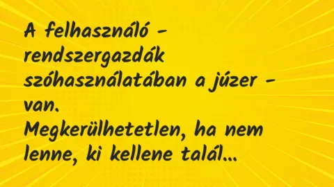 Vicc: A felhasználó – rendszergazdák szóhasználatában a júzer – van…