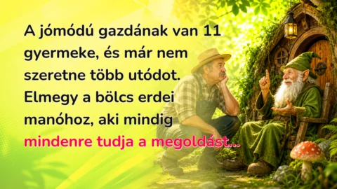 A jómódú gazdának van 11 gyermeke, és már nem szeretne több utódot. Elmegy a bölcs erdei manóhoz, aki mindig mindenre tudja a megoldást...