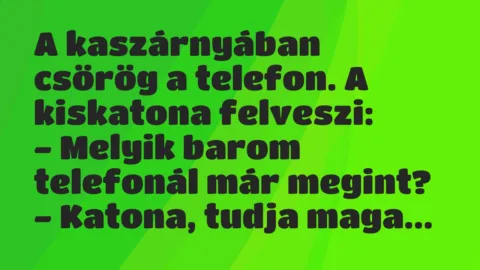Vicc: A kaszárnyában csörög a telefon. A kiskatona felveszi…