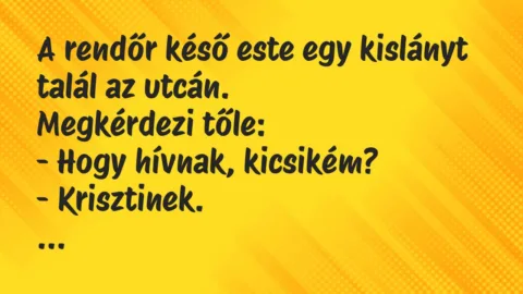 Vicc: A rendőr késő este egy kislányt talál az utcán…
