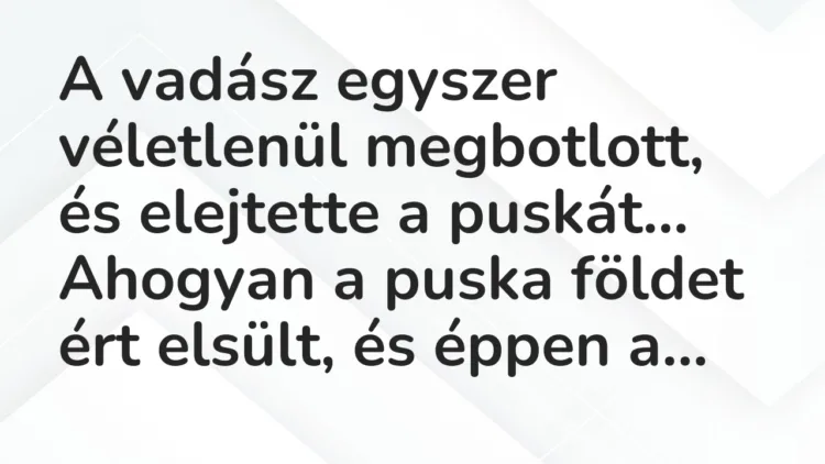 Vicc: A vadász egyszer véletlenül megbotlott, és elejtette a puskát… Vicc: A vadász egyszer véletlenül megbotlott, és elejtette a puskát…