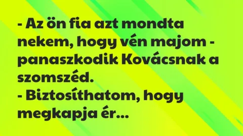 Vicc: Az ön fia azt mondta nekem, hogy vén majom – panaszkodik Kovácsnak…