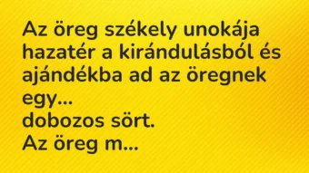 Vicc: Az öreg székely unokája hazatér a kirándulásból és ajándékba ad…