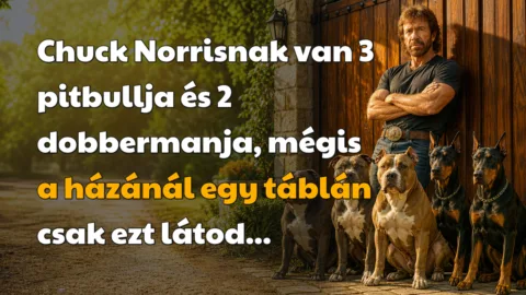 Chuck Norrisnak van 3 pitbullja és 2 dobbermanja, mégis a házánál egy táblán csak ezt látod...