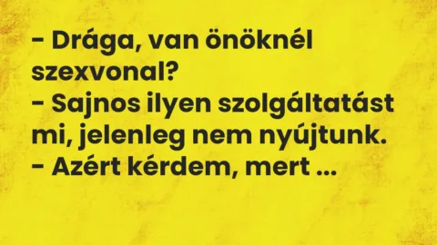 Vicc: Drága, van önöknél szexvonal?
