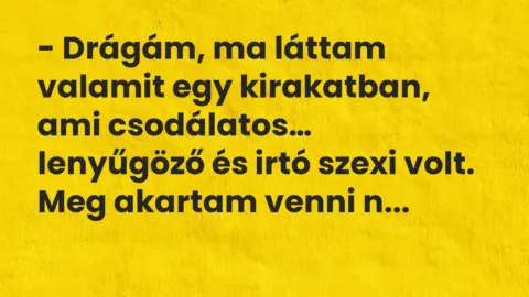 Vicc: Drágám, ma láttam valamit egy kirakatban, ami csodálatos…