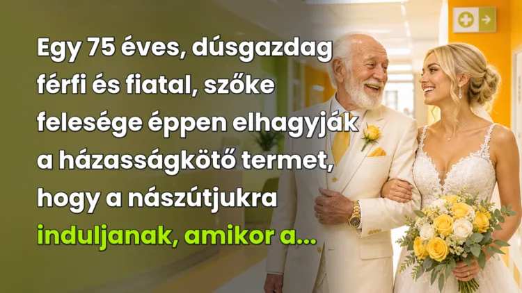 Vicc: Egy 75 éves, dúsgazdag férfi és fiatal, szőke felesége éppen elhagyják... Egy 75 éves, dúsgazdag férfi és fiatal, szőke felesége éppen elhagyják a házasságkötő termet, hogy a nászútjukra induljanak, amikor a...