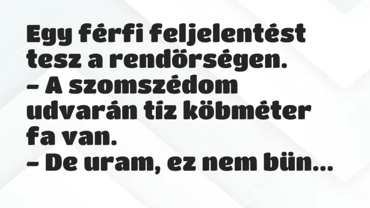 Vicc: Egy férfi feljelentést tesz a rendőrségen… Vicc: Egy férfi feljelentést tesz a rendőrségen…