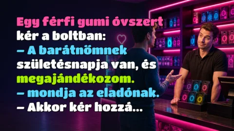 Egy férfi gumi óvszert kér a boltban: – A barátnőmnek születésnapja van, és megajándékozom. – mondja az eladónak. – Akkor kér hozzá...