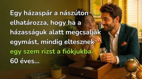 Egy házaspár a nászúton elhatározza, hogy ha a házasságuk alatt megcsalják egymást, mindig eltesznek egy szem rizst a fiókjukba. 60 éves...