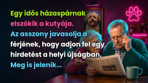 Egy idős házaspárnak elszökik a kutyája. Az asszony javasolja a férjének, hogy adjon fel egy hirdetést a helyi újságban. Meg is jelenik...