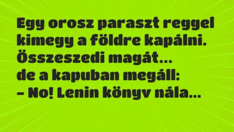 Vicc: Egy orosz paraszt reggel kimegy a földre kapálni. Összeszedi magát…