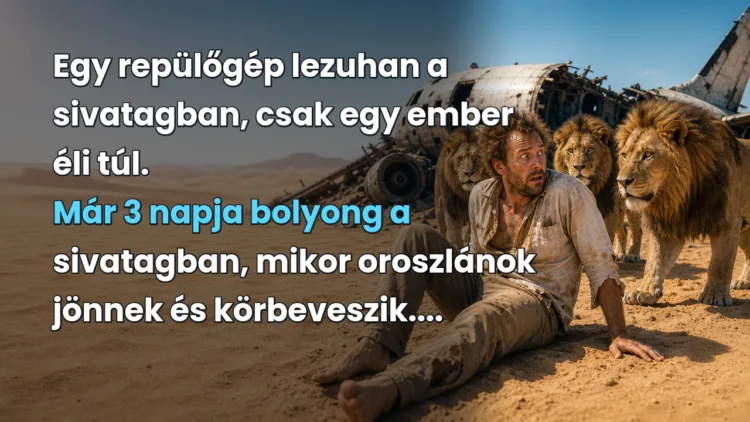 Vicc: Egy repülőgép lezuhan a sivatagban, csak egy ember éli túl... Egy repülőgép lezuhan a sivatagban, csak egy ember éli túl. Már 3 napja bolyong a sivatagban, mikor oroszlánok jönnek és körbeveszik....