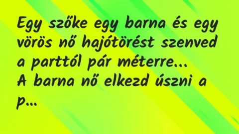 Vicc: Egy szőke egy barna és egy vörös nő hajótörést szenved a parttól pár…