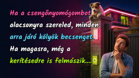 Ha a csengőnyomógombot alacsonyra szereled, minden arra járó kölyök becsenget. Ha magasra, még a kerítésedre is felmászik....
