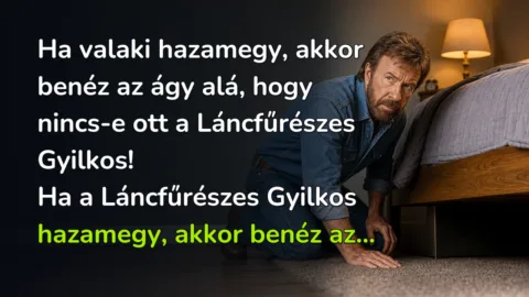 Ha valaki hazamegy, akkor benéz az ágy alá, hogy nincs-e ott a Láncfűrészes Gyilkos! Ha a Láncfűrészes Gyilkos hazamegy, akkor benéz az...