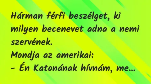 Vicc: Hárman férfi beszélget, ki milyen becenevet adna a nemi szervének…